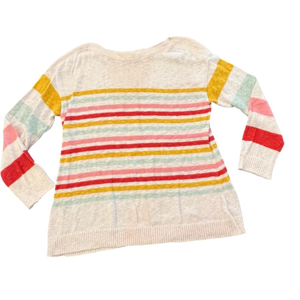 Talbots Lightweight Sweater Womens XL Striped Long Sleeve Linen Feel Soft Casual